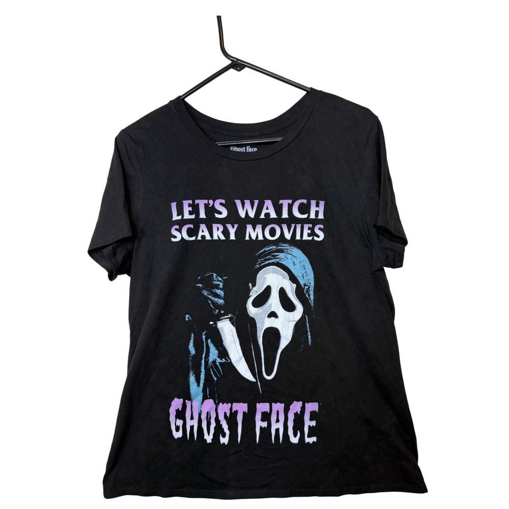 Ghostface Scream T-Shirt XL Black Let's Watch Scary Movies Horror Graphic Tee